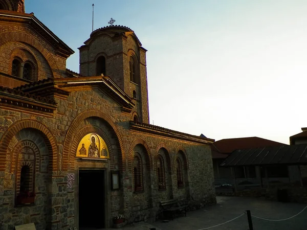 圣潘特莱蒙正教会建筑和宗教概念 马其顿Ochrid市 — 图库照片