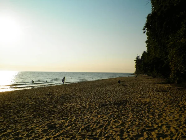 Napkelte Felett Orlowski Cliff Egy Gyönyörű Homokos Strand Balti Tenger — Stock Fotó