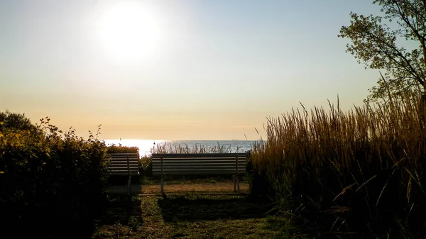 Letnia Przyroda Piękny Widok Zachód Słońca Nad Morzem Bałtyckim Gdyni — Zdjęcie stockowe
