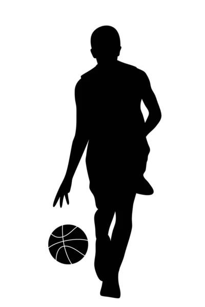Векторный Силуэт Баскетболиста Действии Мячом Дриблинг Абстрактная Иллюстрация Профессиональной Спортсменки — стоковый вектор