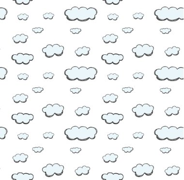 bulut el çekilmiş şirin pastel Dikişsiz desen vektör