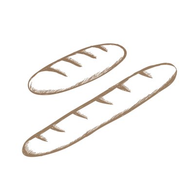 iki kahverengi retro baget el çekilmiş Icon set vektör