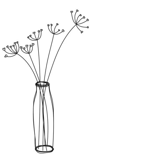 Vektör çiçek vazo simgesi elinde çizilmiş — Stok Vektör