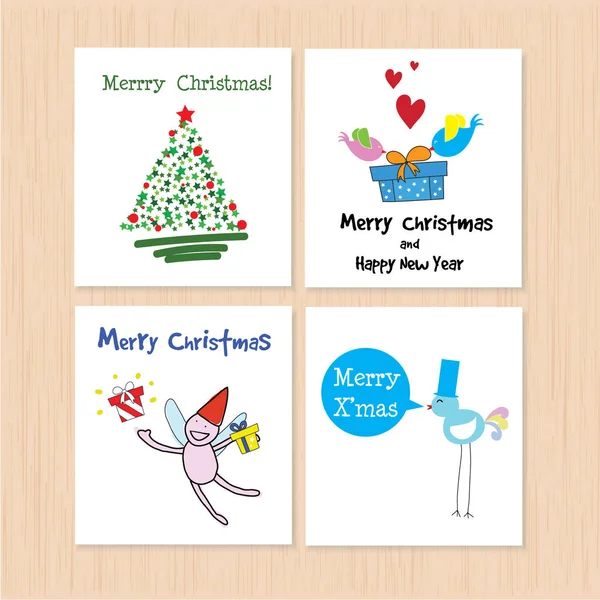 Ensemble de carte de vœux : Joyeux Noël et bonne année Creativ — Image vectorielle