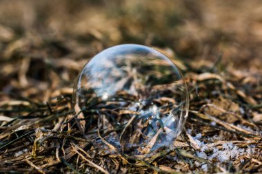 soğuk bir kış gününde kabarcık açık havada