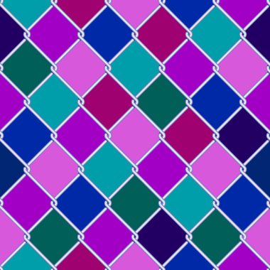 Gümüş tel ızgara seamless modeli rengarenk rhomboids arka plan üzerinde