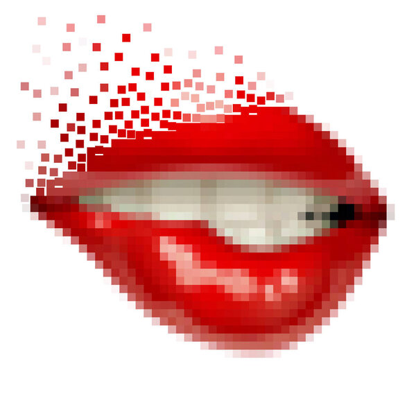 Пианистка с сексуальными красными губами
