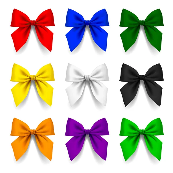 Set of bows in different colors isolated on white background — Stock Vector