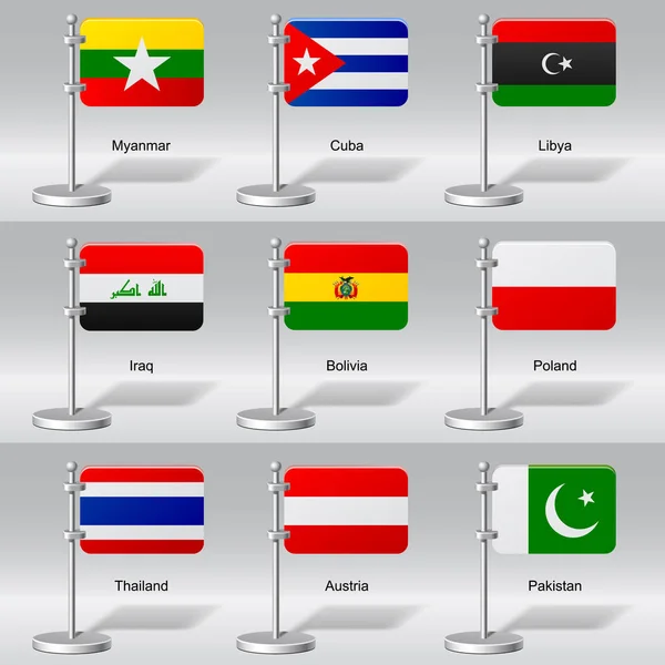 Векторный набор мировых табличных флагов — стоковый вектор