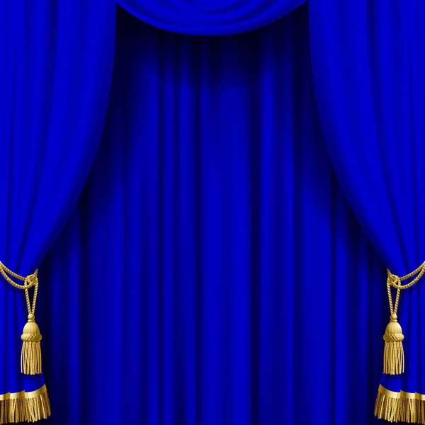 Tenda blu con nappe d'oro — Vettoriale Stock