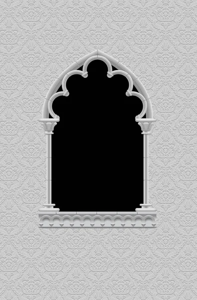 Classic frame in form of gothic decorative window on the ornamen — Stock Vector