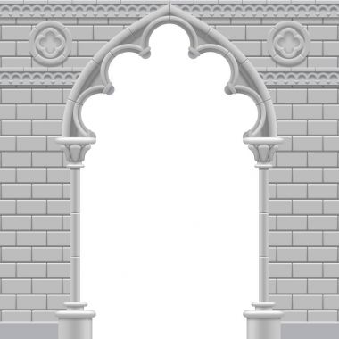 Gotik arch stone ve siyah ve beyaz renklerde duvar