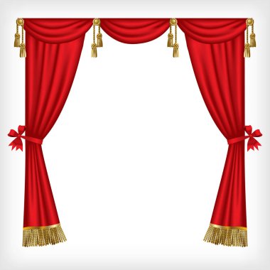 Altın saçaklar ve püsküllü WHI üzerinde izole klasik kırmızı güneşlikler