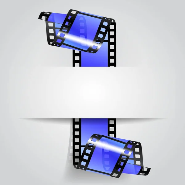 Bandiera di carta con una striscia di film arricciata blu — Vettoriale Stock