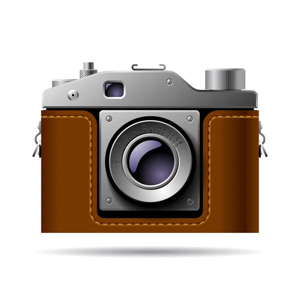 Icono de cámara fotográfica retro aislado en blanco — Vector de stock