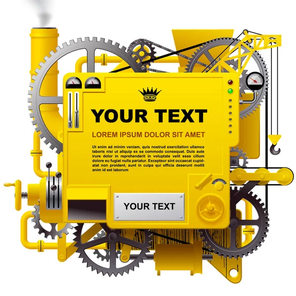 Yellow complex fantastic machine — Stock Vector