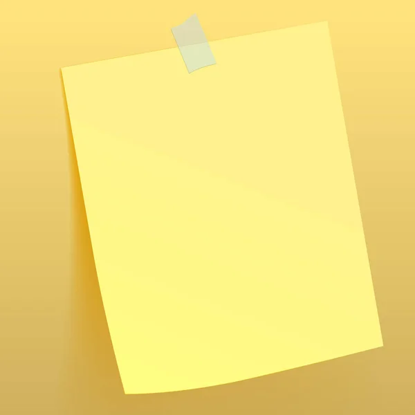 Feuille de papier jaune attachée par du scotch au mur — Image vectorielle