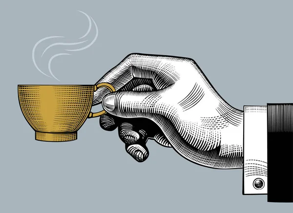Hand mit einer Kaffeetasse — Stockvektor