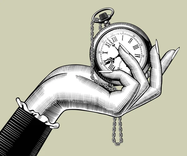 Rękę z Zegarek kieszonkowy retro — Wektor stockowy