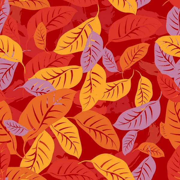 秋の落ち葉のシームレスなパターン背景 — ストックベクタ