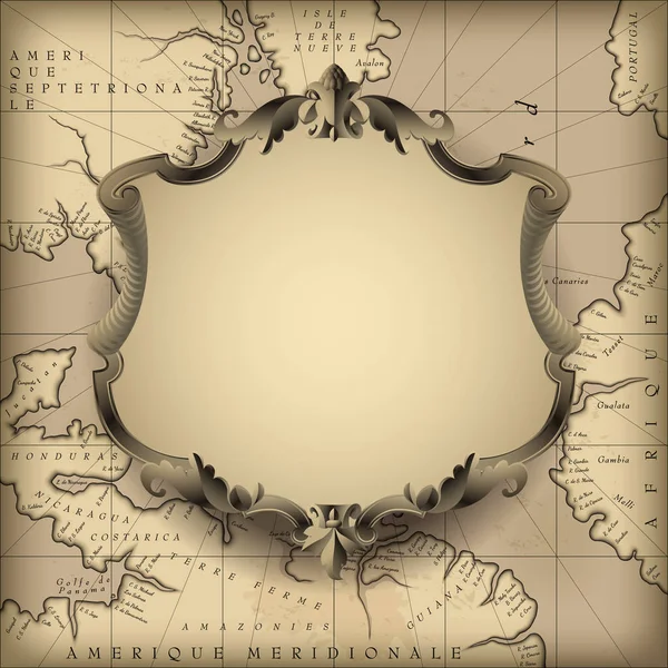 Урожай декоративна рамка на фоні старої географічної карти — стоковий вектор