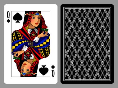 Spades iskambil ve arka arka plan kraliçesi