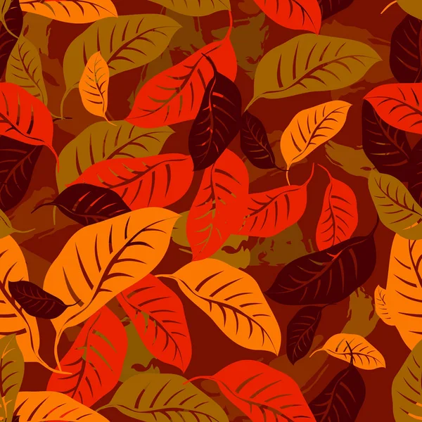 Otoño hojas caídas sin costura patrón de fondo — Vector de stock