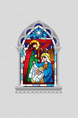 Vitray pencere gri Gotik fr sahnede Noel tasvir