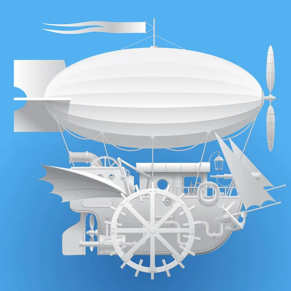 Beyaz karmaşık fantastik uçan gemi