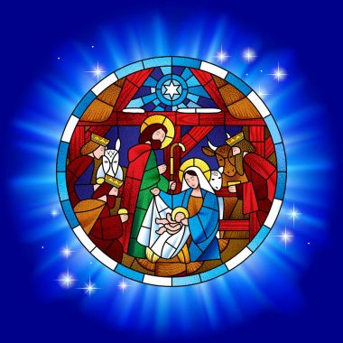 Daire vitray Noel sahne ile