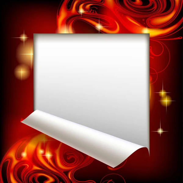 赤の抽象的な光のファンタジーの背景を持つフレーム紙シートをカットします。 — ストックベクタ