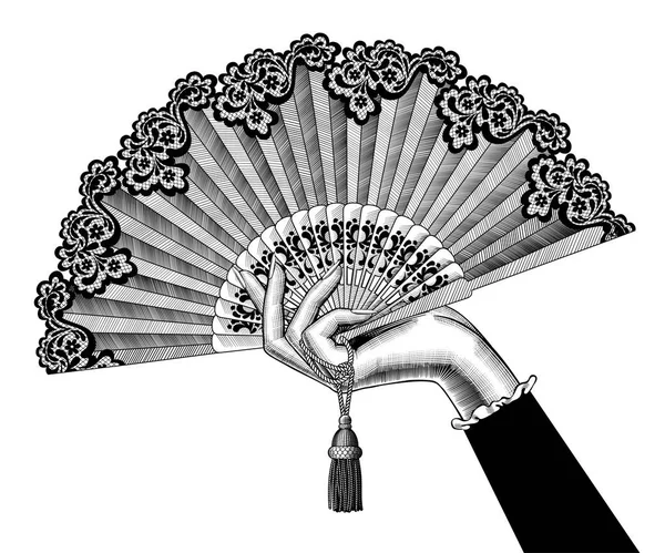 Жіноча рука з відкритим вентилятором — стоковий вектор