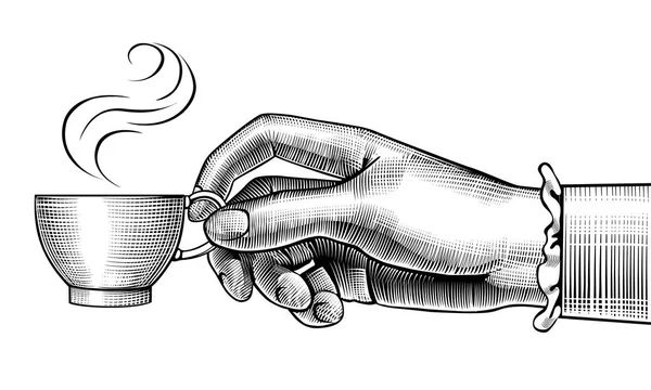 hand hold a coffee cup hand drawn, line drawing isolated symbol at brown  background 3587543 Vector Art at Vecteezy