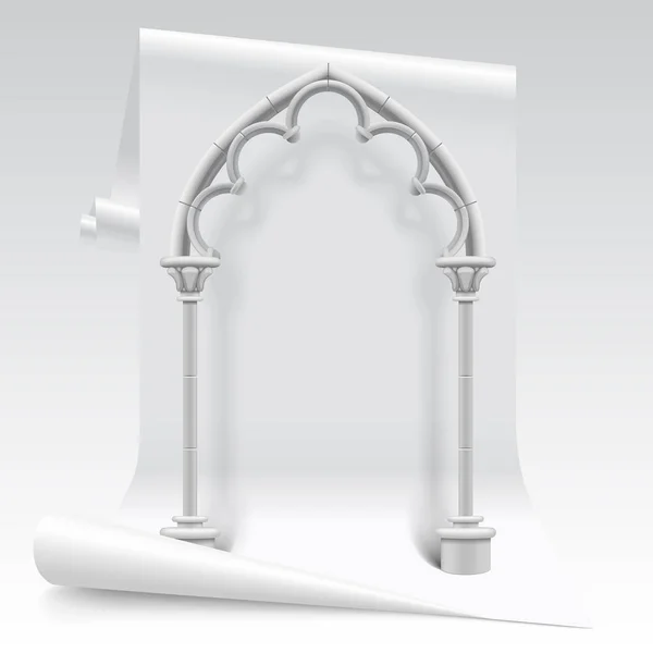 White paper sheet and gothic arch model