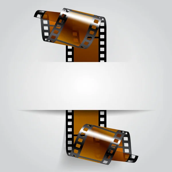 Papierbanner mit einem braun gerollten Filmstreifen — Stockvektor