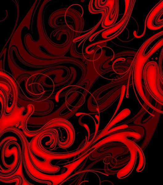 Abstract red fire swirls on black background — Stock Vector