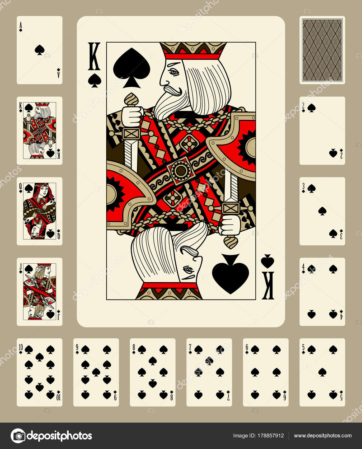 Spades suit playing cards — Stock Vector © maystra 178857912