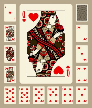 Hearts suit playing cards clipart