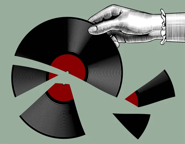 Rękę z łamanego gramofonowa — Wektor stockowy