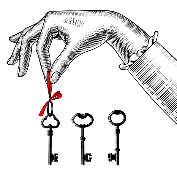 女人的手与旧钥匙 — 图库矢量图片