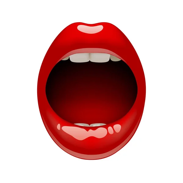 Ανοιχτό το στόμα της γυναίκας με σέξι κόκκινα χείλη — Διανυσματικό Αρχείο