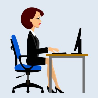 Ofiste bilgisayar başında oturan iş kadınları