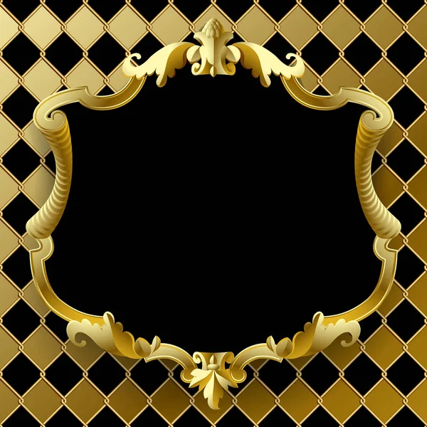 菱形背景下黑色的复古金色框架 — 图库矢量图片