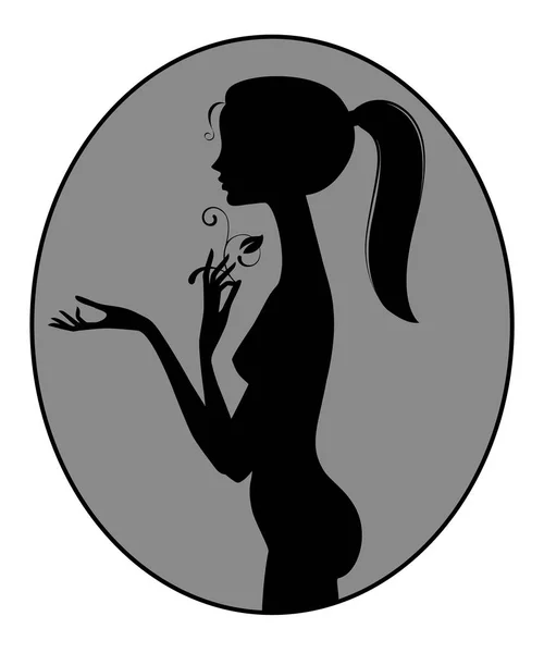 Silhouette noire de belle fille nue — Image vectorielle