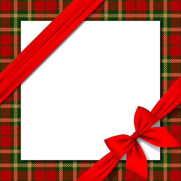 赤いリボンとクリスマスと新年のグリーティング カード — ストックベクタ