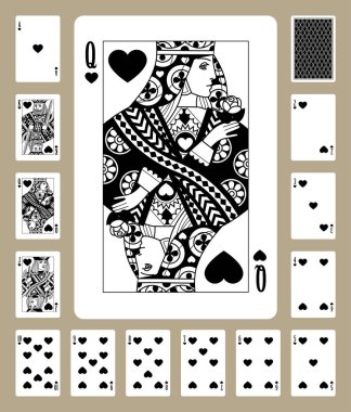 Hearts suit playing cards clipart