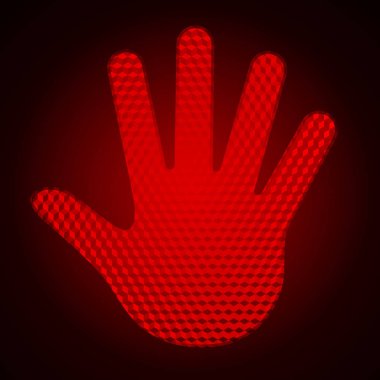 Parlak kırmızı dur el işareti