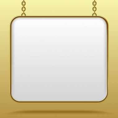 Beyaz Altın Çerçeve bir zincir sarı bir arka plan asılı oturum açmak