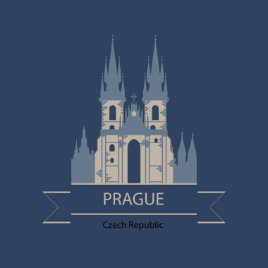 Banner veya logo simge ile Prag ve Çek Cumhuriyeti seyahat