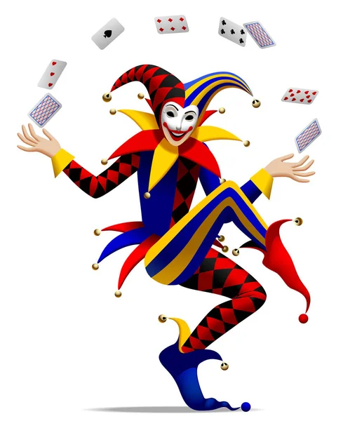 Joker com cartas de baralho — Vetor de Stock